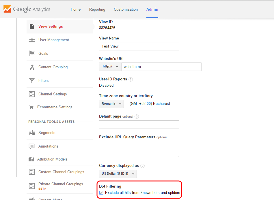 Google Analytics Exclude bots and spiders